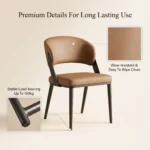 Modern Stackable Foldable Ergonomic Pu Leather Dining Chair With Micro-spring Cushion Seat And Metal Legs For Home & Hotel Use - Image 3