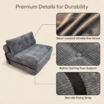 Modern Velvet Modular Foldable Sofa Bed Set Tufted Extendable Convertible Compression Single Lounge Chair Soft Comfort - Image 5