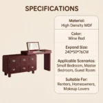Modern Vanity Desk Drawers Adjustable Makeup Table Led Mirror Mdf Panel Dressing Table Storage Cabinet For Hotel Living Room - Image 5