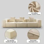 Minimalist Modular Compressed Straight Sofa,Frameless Velvet Fabric Couch,Vacuum Packed Modern Living Room Sofa - Image 6