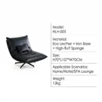 Modern Tufted Pu Leather Padded Revolving Lounge Chair With Iron Swivel Base For Living Room Bedroom - Image 4
