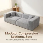 Fixed Style Straight Row Compressed Velvet Fabric Frameless Leisure Sofa Extendable Modular Modern Living Room Sofa Set - Image 2