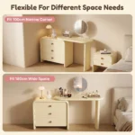 Modern Hotel Vanity Desk Drawers Adjustable Makeup Table Led Mirror Mdf Panel Dressing Table Storage Cabinet For Living Room - Image 6