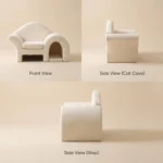 Pet Friendly Chesterfield Sofa Human & Pet Shared Single Sofa With Sponge Filled Linen Cover Cream Oak Wood Frame - Image 5