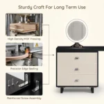 Modern Eco-friendly Vanity Desk Drawers Adjustable Makeup Table Led Mirror Mdf Dressing Table Storage Cabinet Hotel Living Room - Image 3