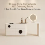 Modern Vanity Desk Drawers Adjustable Makeup Table Led Mirror Mdf Panel Dressing Table Storage Cabinet For Hotel Living Room
