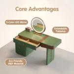 Modern Vanity Desk With Drawers Adjustable Makeup Table With Led Mirror Mdf Panel Storage Cabinet For Hotel Living Room Bedroom - Image 4