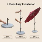 Heavy Duty Patio Umbrella,Waterproof Polyester,Thickened Aluminum Pole,Uv Resistant Outdoor Garden Commercial Sunshade - Image 3