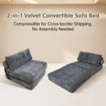 Modern Velvet Modular Foldable Sofa Bed Set Tufted Extendable Convertible Compression Single Lounge Chair Soft Comfort - Image 2