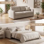 Modern Fabric Pull Out Sofa Bed L Shape Sectional Convertible Sleeper Sofa With Storage Ottoman For Living Room Guest Room - Image 6