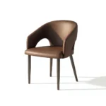 Modern Ergonomic Pu Leather Padded Stackable Dining Chair With Micro-spring Cushion Seat And Metal Legs