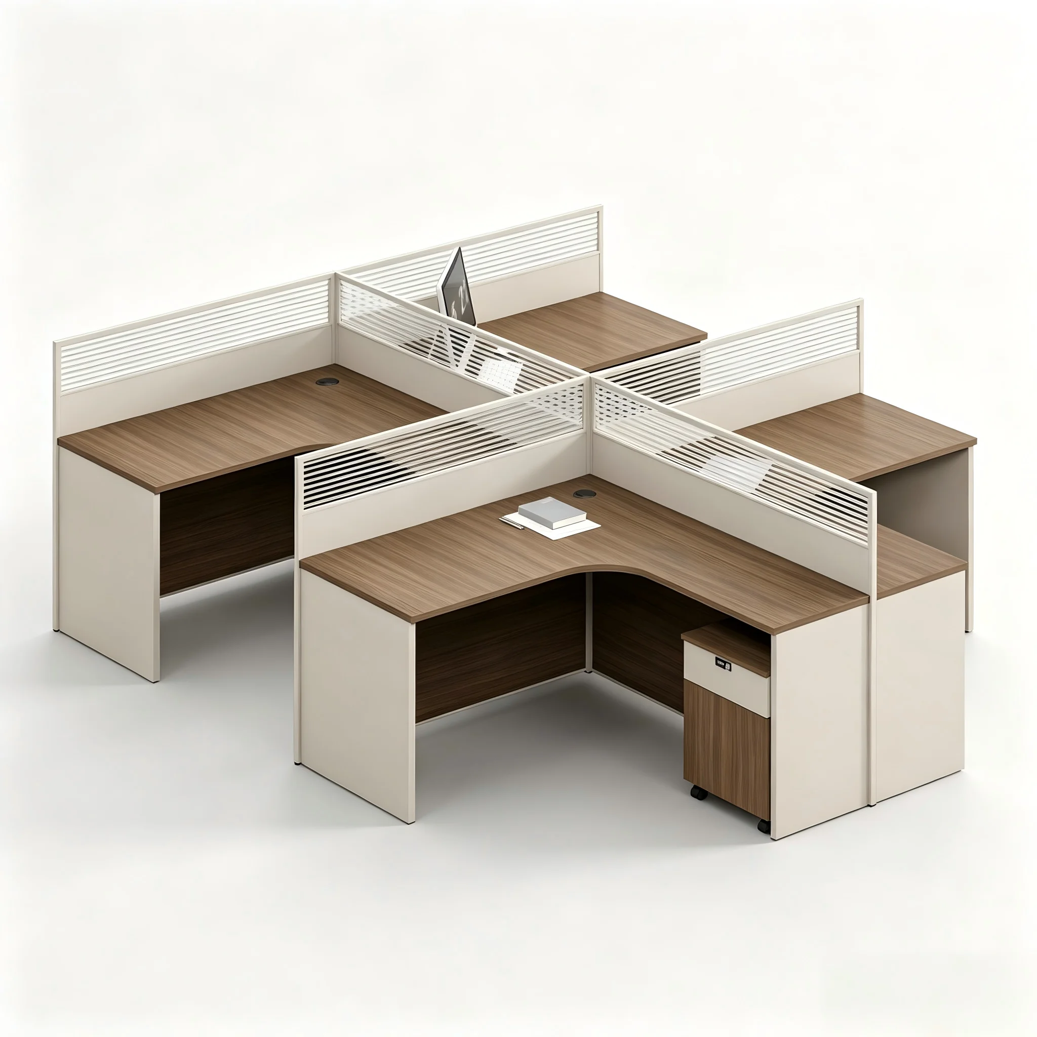Hc8c97889f0eb4a2e83e56ffe2f30e791a.webp Series L-shaped Modular Office Cubicle Desk Corner Workstation Frosted Slat Glass Partition Lockable Mobile Office Building - Image 1