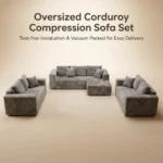 Modern Oversized Rectangular Compressed Sofa Corduroy Velvet Frameless Vacuum Packed Minimalist Living Room Chaise Set - Image 2