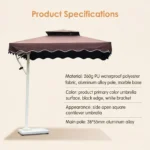Heavy Duty Patio Umbrella,Waterproof Polyester,Thickened Aluminum Pole,Uv Resistant Outdoor Garden Commercial Sunshade - Image 5