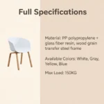 Modern Multicolor Pp Plastic Dining Chairs Stackable Lightweight Durable Portable Leisure Chair Indoor And Outdoor Daily Use - Image 5