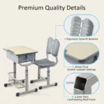 Ergonomic Double Backrest Adjustable Eco-friendly Durable Modern Student Desk Chair Set For Bedroom School Workshop Use Pen Slot - Image 6