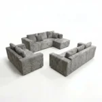 Modern Oversized Rectangular Compressed Sofa Corduroy Velvet Frameless Vacuum Packed Minimalist Living Room Chaise Set