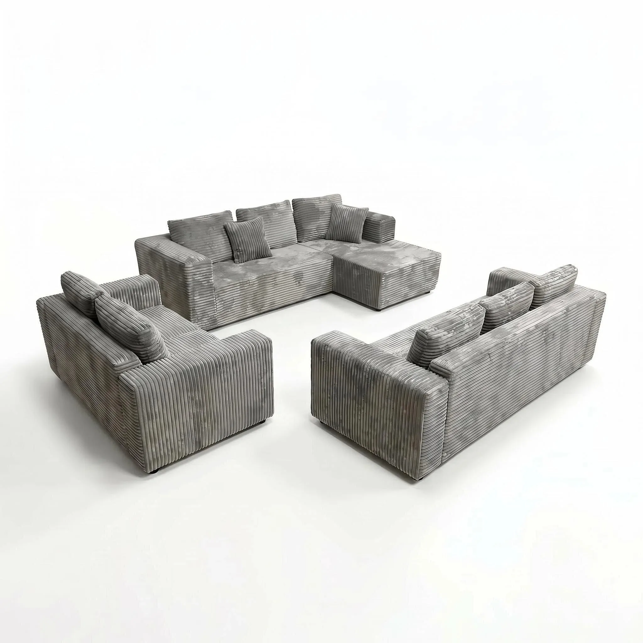 Hcc1927a95616424981bbe6ac02f6136dq-1.webp Modern Oversized Rectangular Compressed Sofa Corduroy Velvet Frameless Vacuum Packed Minimalist Living Room Chaise Set - Image 1
