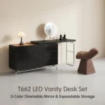 Modern Vanity Desk Drawers Adjustable Led Mirror Makeup Table Eco-friendly Mdf Dressing Table Storage Cabinet Hotel Living Room