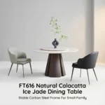 Modern Sintered Stone Dining Table Carbon Steel Base Eco-friendly Durable Hotel Dining Room Furniture