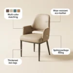 Modern Ergonomic Stackable Foldable Pu Leather Dining Chair With Micro-spring Cushion Seat And Metal Legs For Home & Hotel Use - Image 3