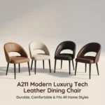 Modern Ergonomic Comfortable Pu Leather Padded Stackable Dining Chair With Micro-spring Cushion Seat And Metal Legs - Image 3