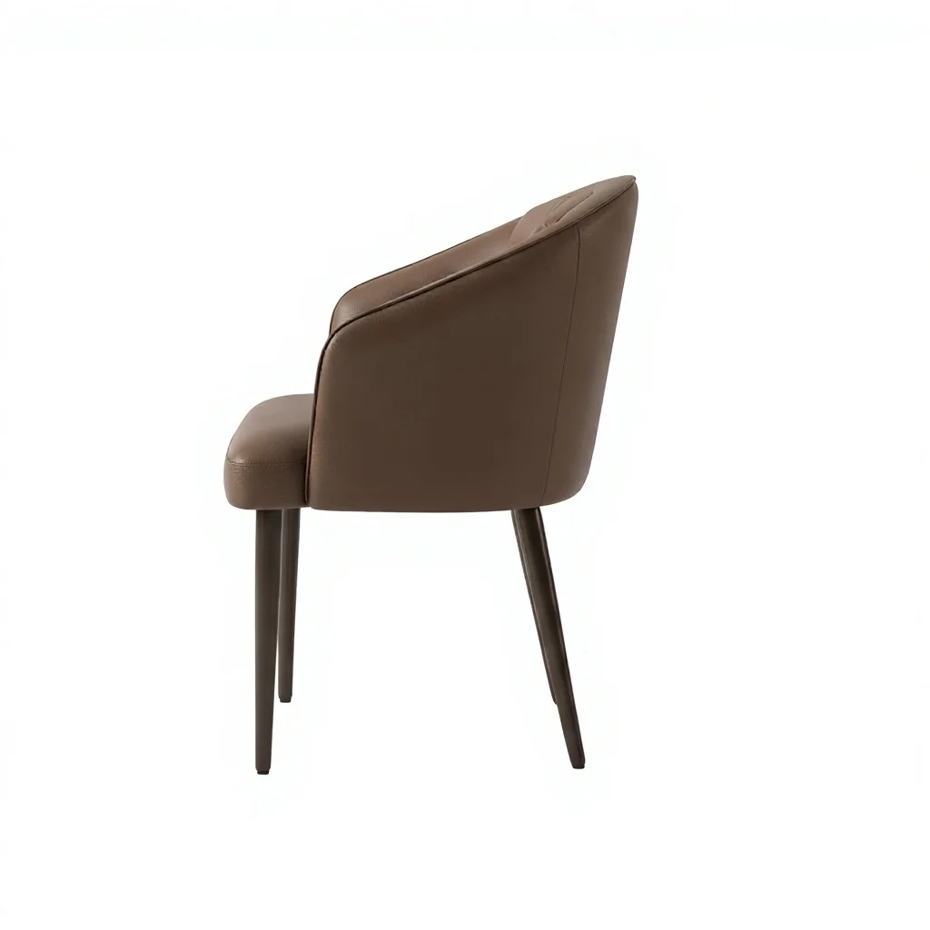 Hcfe2736805c042f1847fbccef1134485v.webp Modern Ergonomic Stackable Pu Leather Padded Dining Chair With Micro-spring Cushion Seat And Metal Legs For Hotel Use - Image 1