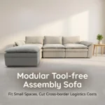 Modular Three Seat Chesterfield Sectional Fabric Sofa Easy Assembly Square Couch Removable Modules L-shaped Flat-packed Frame - Image 2