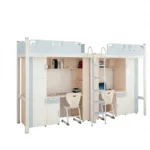 Headtree Modern Metal Bunk Bed Twin Over Twin With Guardrail For School Dormitories/hostels