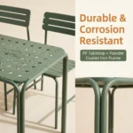 Outdoor Garden Dining Table Chair Set Lightweight Durable Minimalist Design Uv-resistant Powder Coated Metal Frame Pp Seat - Image 3