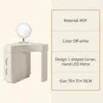 Modern Vanity Desk Drawers Adjustable Makeup Table Led Mirror Mdf Dressing Table Storage Cabinet For Bedroom Hotel Living Room - Image 5