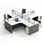 L-shaped Modular Office Cubicle Desk Corner Workstation Frosted Slat Glass Partition Eco-friendly Modern Password Lock Mobile