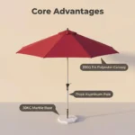 Heavy Duty Patio Umbrella,Waterproof Polyester,Thickened Aluminum Pole,Uv Resistant Outdoor Garden Commercial Sunshade - Image 4