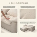 Ks010 Cloud Compressed Sofa Cotton Linen Fabric Boneless Straight Lazy Sofa Compressible Shipping Modern Minimalist Modular - Image 6