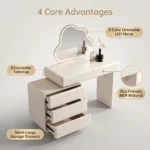 Modern Eco-friendly Vanity Desk Drawers Adjustable Makeup Table Led Mirror Mdf Dressing Table Storage Cabinet Hotel Living Room - Image 4