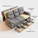 Power Recliner Sofa Set,Breathable Fabric & Tech Faux Leather Optional,1 Seater 2 Seater 3 Seater Electric Recliner Sofa - Image 6