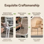 Modern Minimalist Rattan Aluminum Outdoor Furniture Set,Weather Resistant Waterproof Patio Bar Stool Chaise Lounge Coffee Table - Image 3