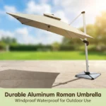 Heavy Duty Patio Umbrella,Waterproof Polyester,Thickened Aluminum Pole,Uv Resistant Outdoor Garden Commercial Sunshade