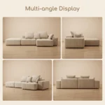 Quilted L-shape Compressed Sofa,Fabric Frameless Chaise Couch,Vacuum Packed Modern Living Room Sectional - Image 4
