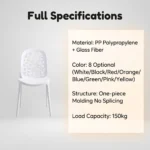 Modern Multicolor Pp Plastic Dining Chairs Stackable Lightweight Durable Portable Leisure Chair Indoor And Outdoor Daily Use - Image 5