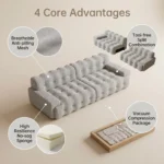 Wavy Checkered Compressible Lazy Sofa Mesh Fabric Frameless Straight Modern Minimalist Modular Extendable Set Easy Shipping - Image 5