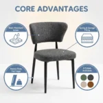 Modern Ergonomic Stackable Pu Leather Padded Dining Chair With Micro-spring Cushion Seat And Metal Legs For Hotel Use - Image 3