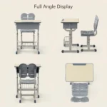 Ergonomic Double Backrest Adjustable Eco-friendly Durable Modern Student Desk Chair Set For Bedroom School Workshop Use Pen Slot - Image 5