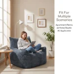 Modern Cotton Linen Modular Lazy Sofa Set Tufted Extendable Reclining Frameless Single Lounge Chair With Easy Care Comfort - Image 4