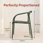 Outdoor Garden Dining Table Chair Set Minimalist Design Uv-resistant Powder Coated Metal Frame Pp Seat For Patios Courtyards - Image 6