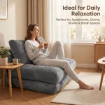 Modern Velvet Modular Foldable Sofa Bed Set Tufted Extendable Convertible Compression Single Lounge Chair Soft Comfort - Image 4