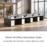 Series Straight Modular Eco-friendly Durable Modern Office Partition Desk Linear Staff Cubicle Frosted Slat Glass Screen - Image 4