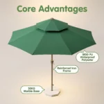 Heavy Duty Patio Umbrella,Waterproof Polyester,Thickened Aluminum Pole,Uv Resistant Outdoor Garden Commercial Sunshade - Image 4