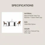 Modern Eco-friendly Sintered Stone Dining Table With Carbon Steel Base Rectangular/round/extendable Hotel Dining Room Furniture - Image 5
