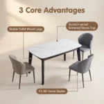 Modern Sintered Stone Dining Table With Carbon Steel Base Waterproof & Durable Rectangular/round/extendable For Home & Hotel Use - Image 4